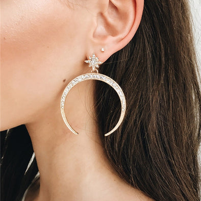 1 Pair Retro Moon Star Earrings