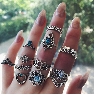 13 Pcs/Set Lotus Ring Set