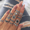 15 Pcs Punk Crown Ring Set