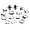 15 Pcs Punk Crown Ring Set