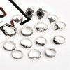 15 Pcs Punk Crown Ring Set