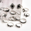 15 Pcs Punk Crown Ring Set