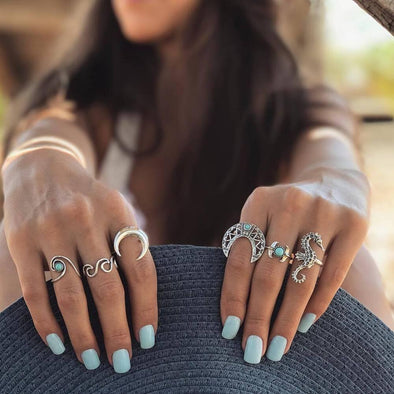 6 pcs Bohemian Turquoise Ring Set