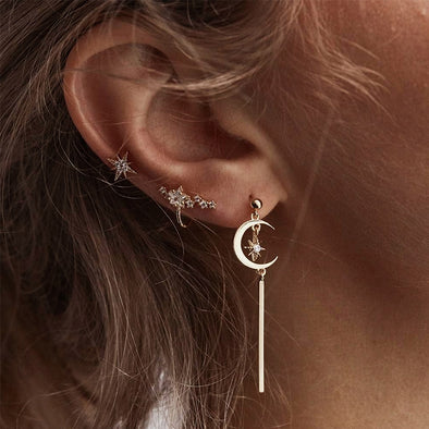 3 Pcs/ Set Boho Star Moon Earrings