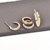 4 Pcs / Set Leaves Geometry Semicircle Gold Earrings