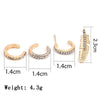 4 Pcs / Set Leaves Geometry Semicircle Gold Earrings