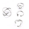 4 Pcs Moon Star Ring Set