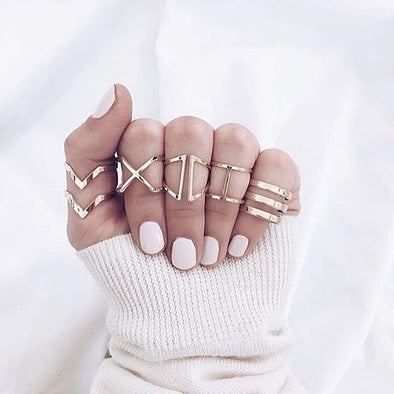 5 Pcs Geometric  Ring Set