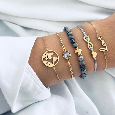 5 Pcs Crystal Beads Bracelet Set