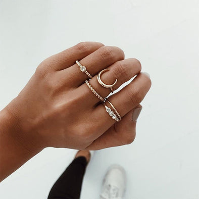 5PCS Bohemian Moon Ring