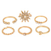 6 Pcs Snowflake Star Moon Ring