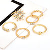 6 Pcs Snowflake Star Moon Ring