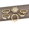 6 Pcs Snowflake Star Moon Ring
