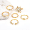 6 Pcs Snowflake Star Moon Ring