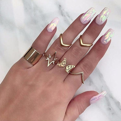 6 Pcs Star V Shaped Ring Set