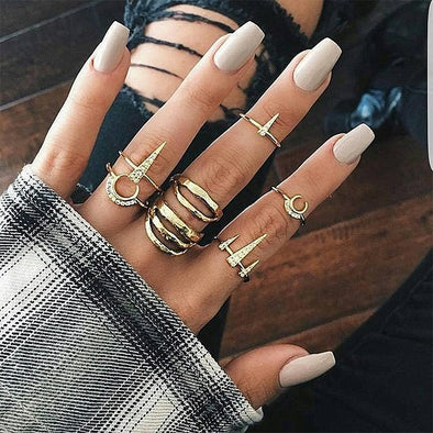 7 Pcs Spike Ring Set