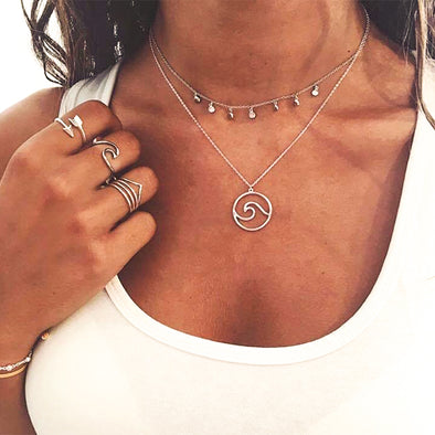 Sea Wave Circle Necklace
