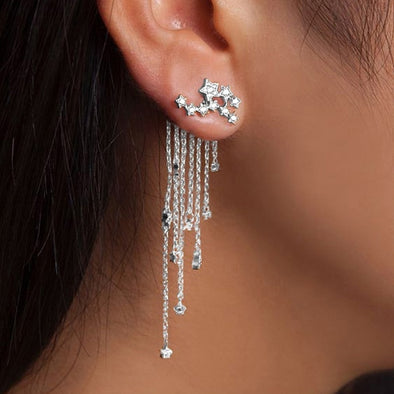 Crystal Chain Tassel Earrings