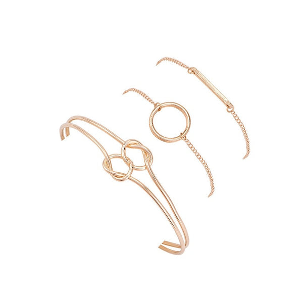 3 Pcs Simple Double Knot Bracelet Set