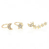 3 Pcs/set Crystal Star Moon Earrings