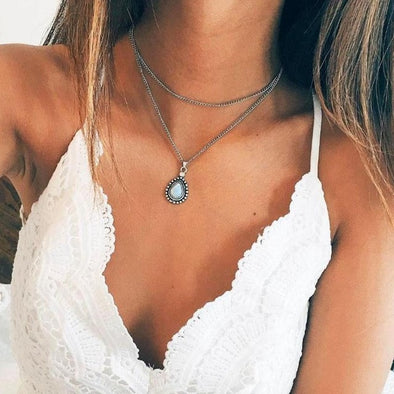 Boho  Stone Pendant Necklaces
