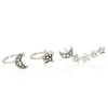 3 Pcs/set Crystal Star Moon Earrings