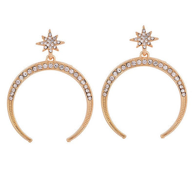 1 Pair Retro Moon Star Earrings
