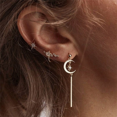 3 Pcs/ Set Boho Star Moon Earrings