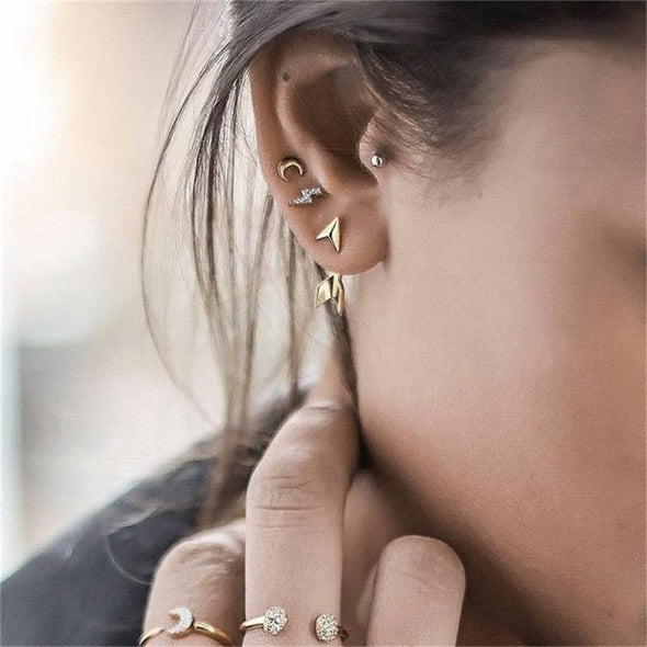 4 Pcs / Set Lightning Arrow Moon Earrings