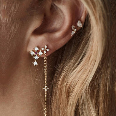 4 Pcs/ Set Cross Flower Drops Earrings